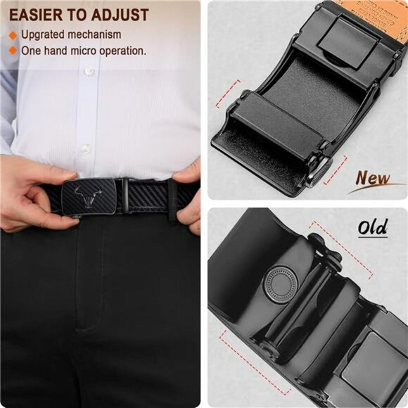 BULLIANT Mens Leather Ratchet Belt Adjustable Dress Belt Formal Work Gift - Picture 5 of 7